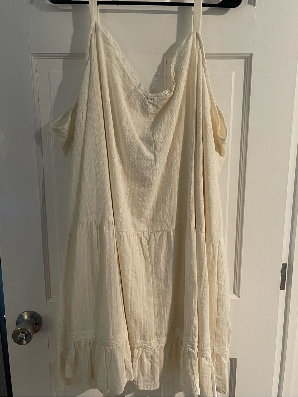 Torrid Cream Lace-Trim Tiered Slip Dress